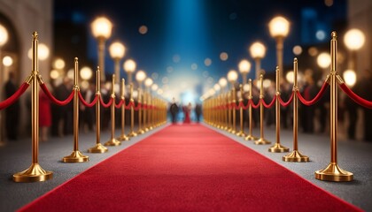 A red carpet event set with blurred silhouettes suggesting the beginning of a special occasion.