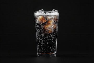 Refreshing iced dark soda in tall glass