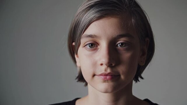 Contemplative young person gazing intently with subtle expressions over time