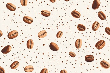 Obraz premium Roasted coffee beans seamless pattern background