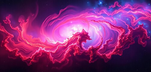 Cosmic nebula swirls in vibrant hues, showcasing celestial wonders, emission nebula, infrared