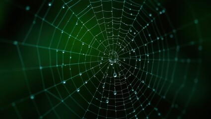 Intricate Spiderweb, Dewdrops, Nature's Art A Macro Shot