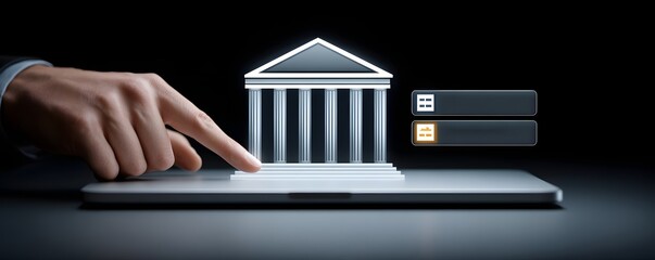 A digital interface shows a virtual bankruptcy lawyer giving legal advice, set against a sleek, minimalist background with abundant copy space. This futuristic depiction highlights the evolution of