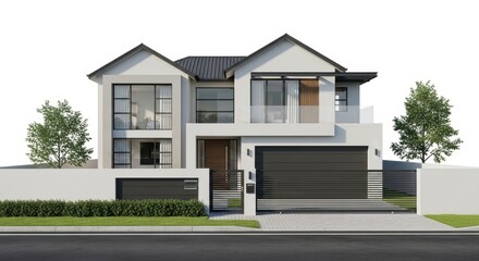 Contemporary two story house facade