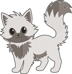 Cute and Adorable Cat Embroidery