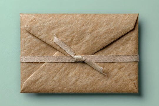 Rustic Brown Kraft Paper Envelope Tied with Twine, Vintage Letter