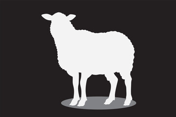 Stylised white sheep on a solid black background. Minimalist, high-contrast animal artwork is perfect for children’s books, posters, or modern graphic projects.