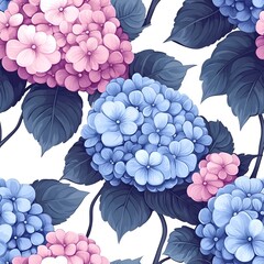 Hydrangea Flower Seamless Pattern. Generative AI