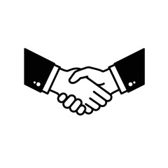 Business Handshake Icon in Black and White Symbolizing Agreement and Partnership