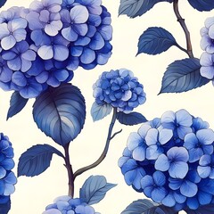 Hydrangea Flower Seamless Pattern. Generative AI