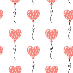 Heart-shaped balloons in a playful pattern create a festive atmosphere for celebrations and events