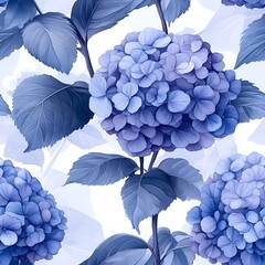 Hydrangea Flower Seamless Pattern. Generative AI