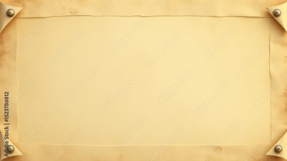 Poster aged scroll background image with antique ornamental corners and parchment-like texture for a vintag