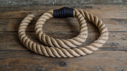 Obraz premium Use a rope with fitness gear to strengthen your triceps. 