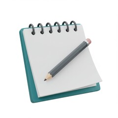 3d spiral notebook pencil mockup isolated on white background