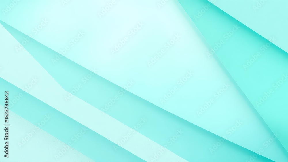 Poster minimalist pale turquoise background showing angled geometric shapes and subtle shadowing creating a