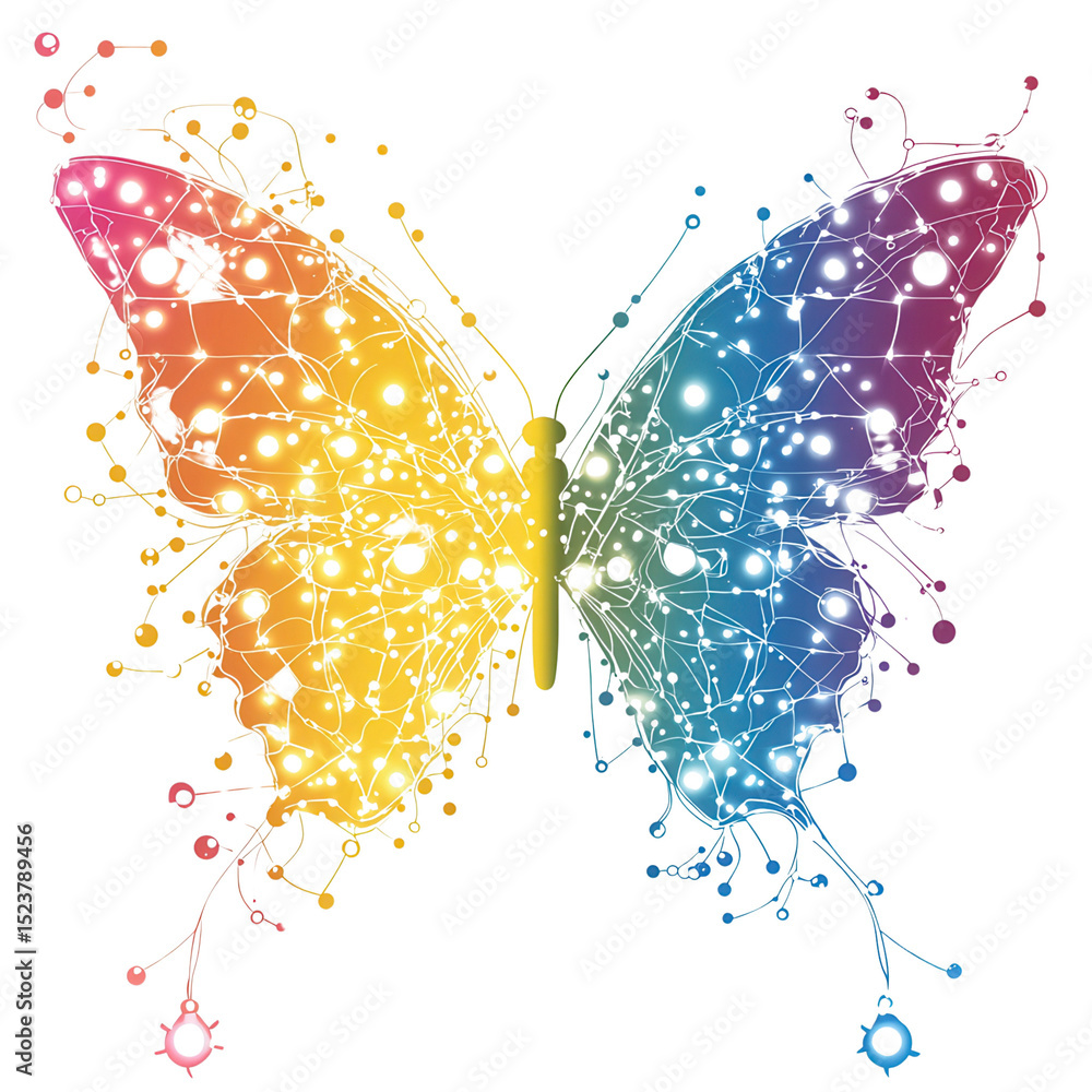Poster pride month concept. colorful abstract butterfly design with intricate patterns. isolated on white b