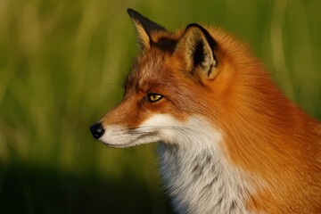 Fototapeta premium red fox in grass.