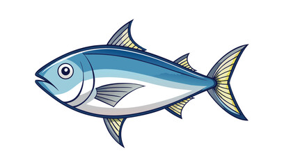 Fototapeta premium Photo of a vibrant blue tuna, isolated on white background, with yellowtipped fins, swims gracefully