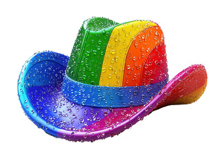 pride month concept. Colorful cowboy hat with bubbles. isolated on white background