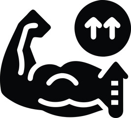 Muscle growth icon, muscle building vector