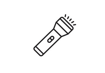 Naklejka premium A simple line drawing of a flashlight with light beams emanating from the top on a white background