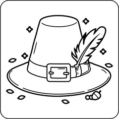 Pilgrim Hat with Feather Coloring Page