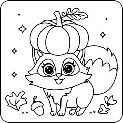 Cute Fox with Pumpkin Hat for Thanksgiving