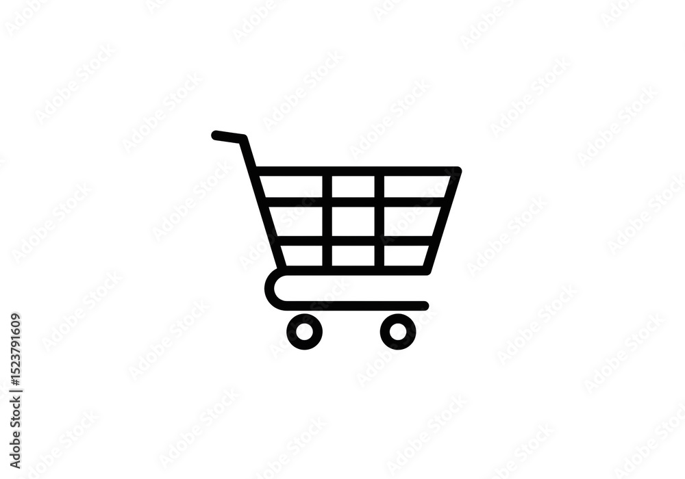 Aufkleber a simple black outline of a shopping cart on a white background in a minimalistic style image