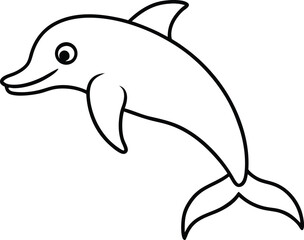 Happy Dolphin Line Art