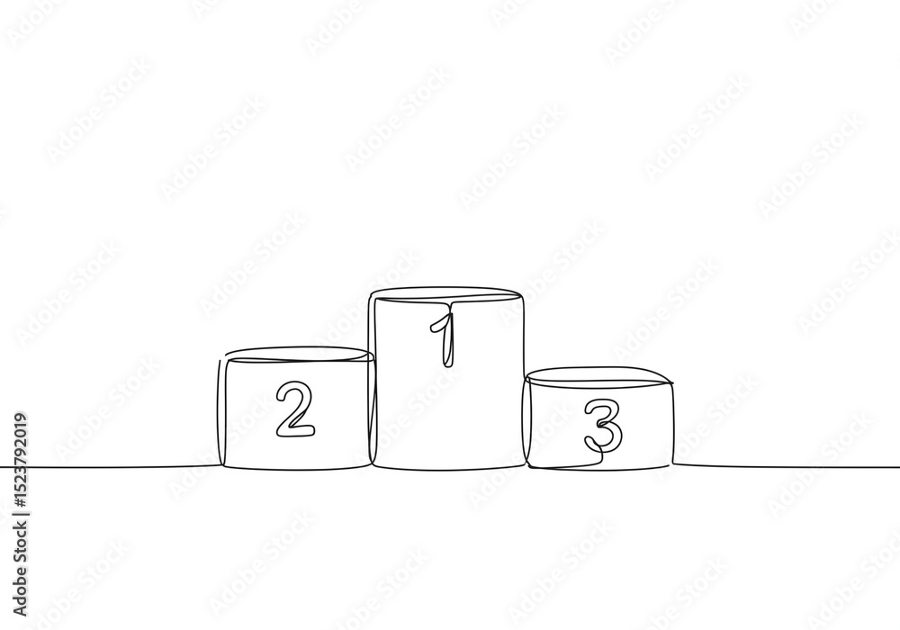 Poster a minimalist line drawing of a three tiered podium with numbers one two and three on each level