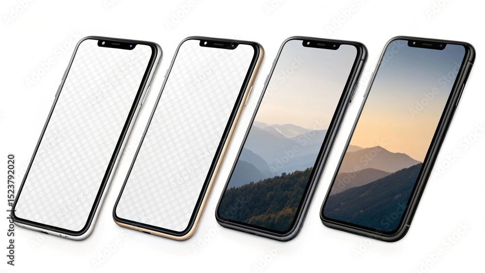Poster clean smartphone mockup with transparent display isolated for ui and digital presentation
