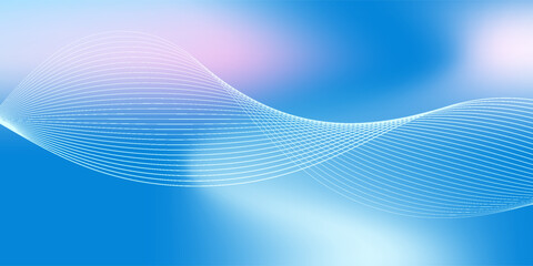 Abstract blue gradient background with shining lines waves. Minimalist background for banner, poster, cover, brochure, flyer, website