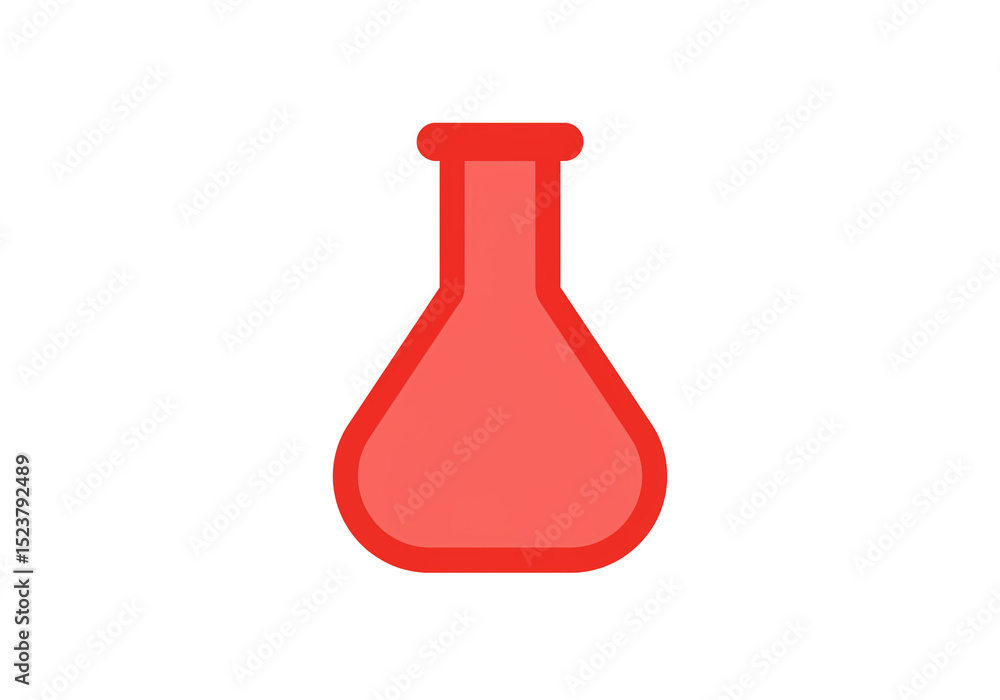 Poster a red erlenmeyer flask with a thick outline isolated on a white background in a simple style