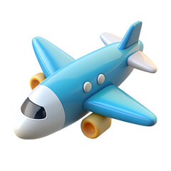 Cartoon airplane icon 3d render isolated on transparent background