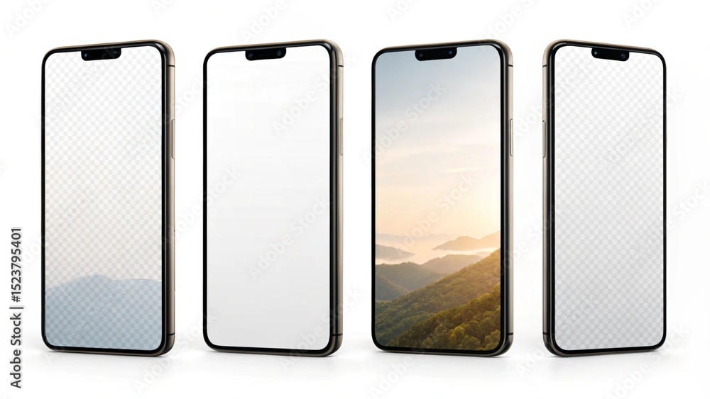 Poster new model smartphone mockup with transparent screen for web design and infographic templates