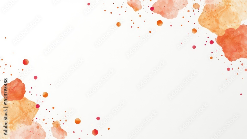 Poster abstract splash of vivid orange and red watercolor elements, creating a dynamic frame with abundant 