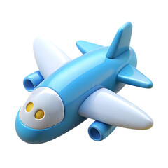 Cute cartoon airplane icon isolated on transparent background