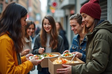 Compassionate Assistance at the Food Drive: Volunteers Helping Underprivileged Asians
