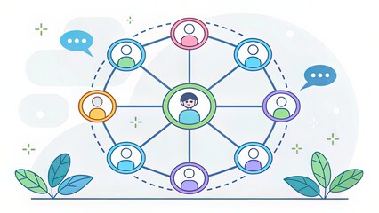 - Linked Node and Hub Concept Evoking Connection, Flow, and Systemic Structure