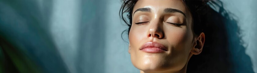 Panic attack by managing stress and fear concept. A serene woman experiencing tranquility in natural light.