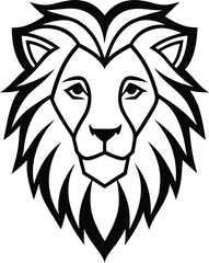 Lion head silhouette with tribal elements 