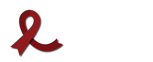 Red  cancer ribbon with cancer awareness papercut illustration sign symbol, cutout style 