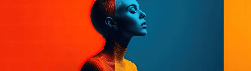 Mental wellness care on diagnosis, therapy and balance concept. A colorful portrait depicting emotions and self-expression.
