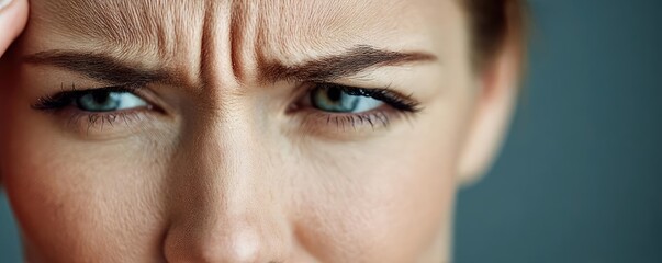 Mental wellness care on diagnosis, therapy and balance concept. Close-up of a woman showing signs of stress and concern.