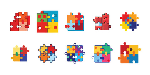 Naklejka premium Colorful Puzzle Pieces Set