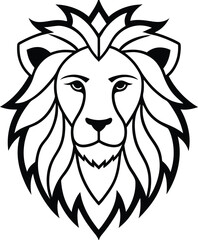 Fototapeta premium Lion head silhouette with tribal elements 