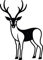 Elegant Deer silhouette standing in forest illustration 