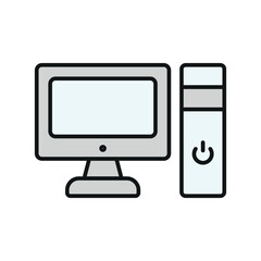 Flat computer icon, ideal for digital work, education, online use, office tools, and tech illustrations.