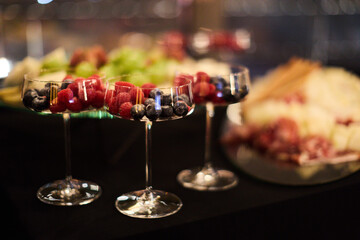 Colorful Fresh Berries in Glass 
